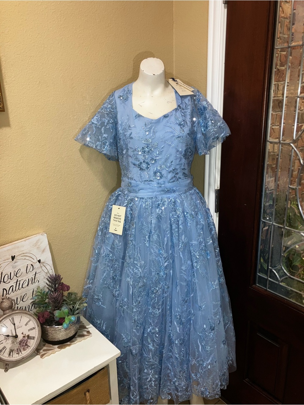 JessaKae Light Blue Embroidered Tulle Dress